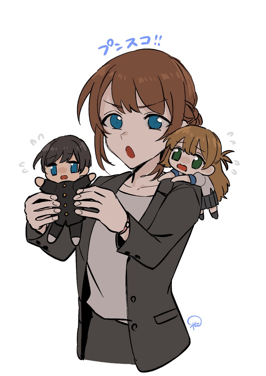 anzu, protagonist, and minami natsumi (ensemble girls!) drawn by sumibiya_yasain