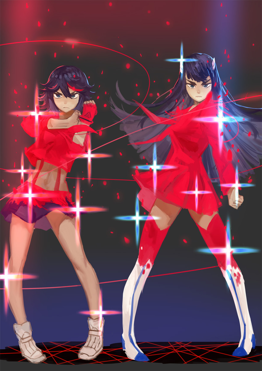 matoi ryuuko, senketsu, kiryuuin satsuki, and junketsu (kill la kill) drawn by club3