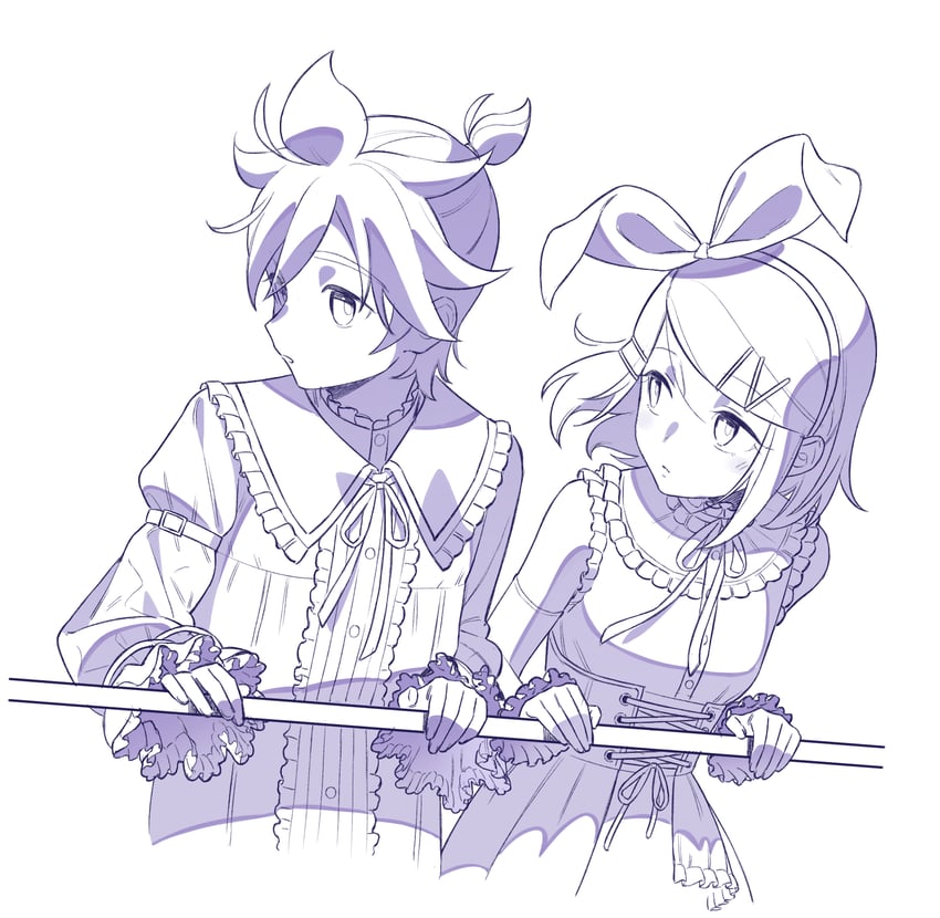 kagamine rin, kagamine len, 25-ji rin, and 25-ji len (vocaloid and 1 more) drawn by bon_bon_eee
