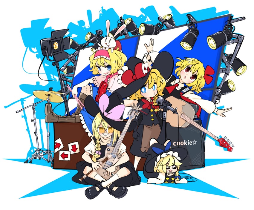kirisame marisa, alice margatroid, rumia, uzuki, meguru, and 3 more (touhou and 2 more) drawn by gram_9