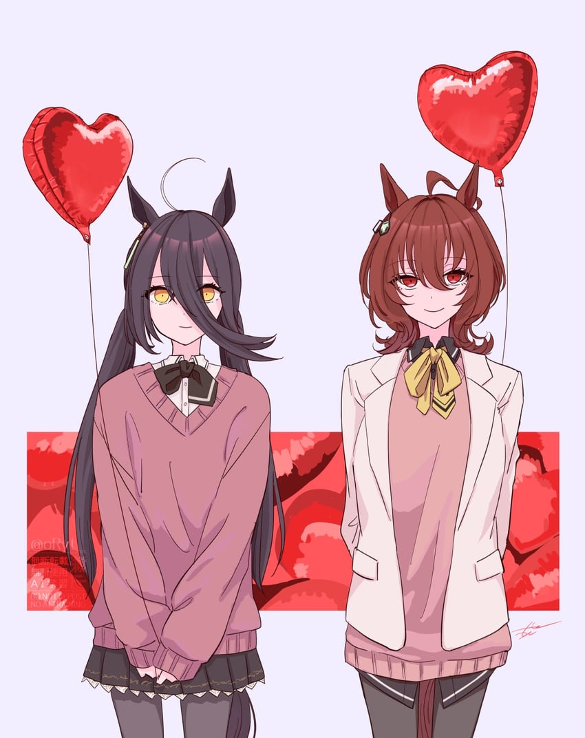 agnes tachyon and manhattan cafe (umamusume) drawn by oryt
