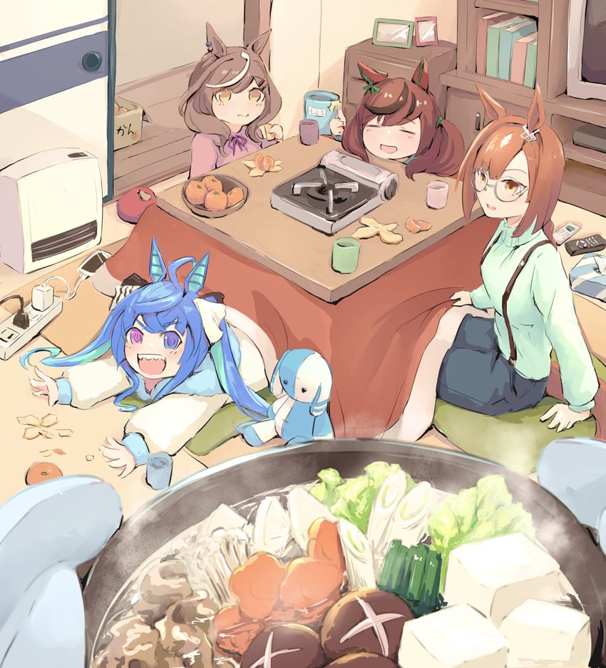 nice nature, twin turbo, matikane tannhauser, and ikuno dictus (umamusume) drawn by umekobucha