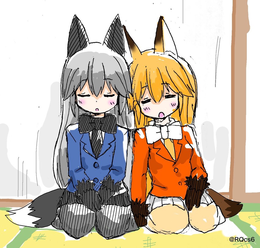 silver fox and ezo red fox (kemono friends) drawn by taimatsumaru_(rqcs6)