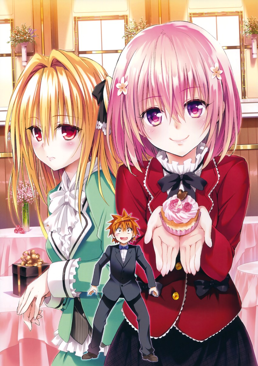 konjiki no yami, momo velia deviluke, and yuuki rito (to love-ru) drawn by yabuki_kentarou