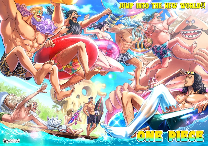 aokiji, marshall d. teach, jesus burgess, avalo pizarro, lafitte, and 7 more (one piece) drawn by youkan_(tako)