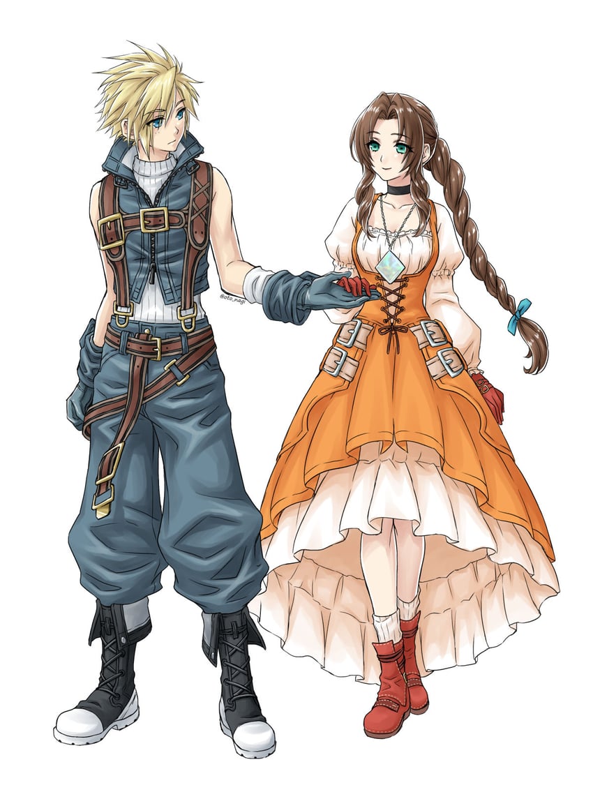 cloud strife, aerith gainsborough, zidane tribal, and garnet til alexandros xvii (final fantasy and 4 more) drawn by oto_nagi
