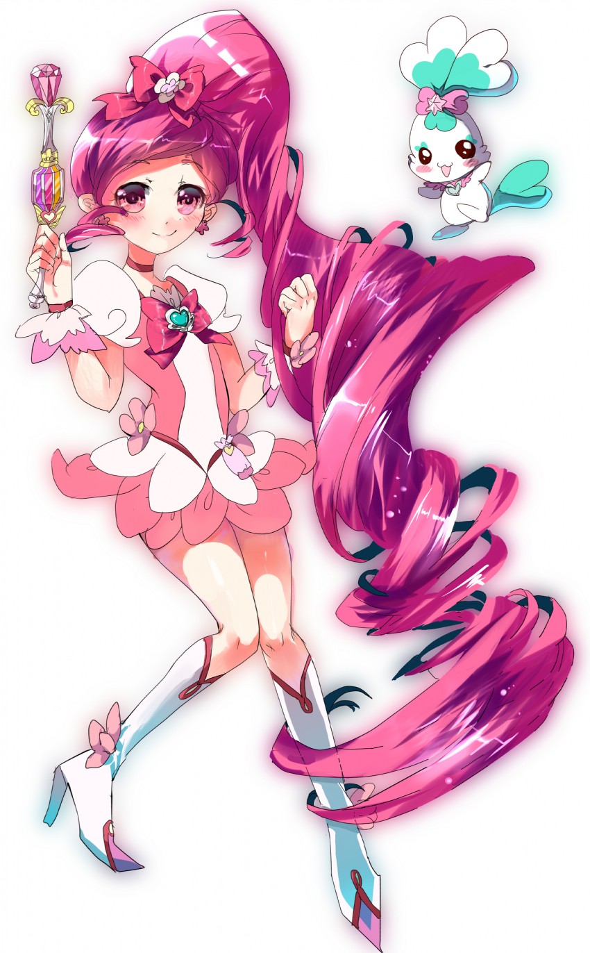 hanasaki tsubomi, cure blossom, and chypre (precure and 1 more) drawn by hoshika_ranoe