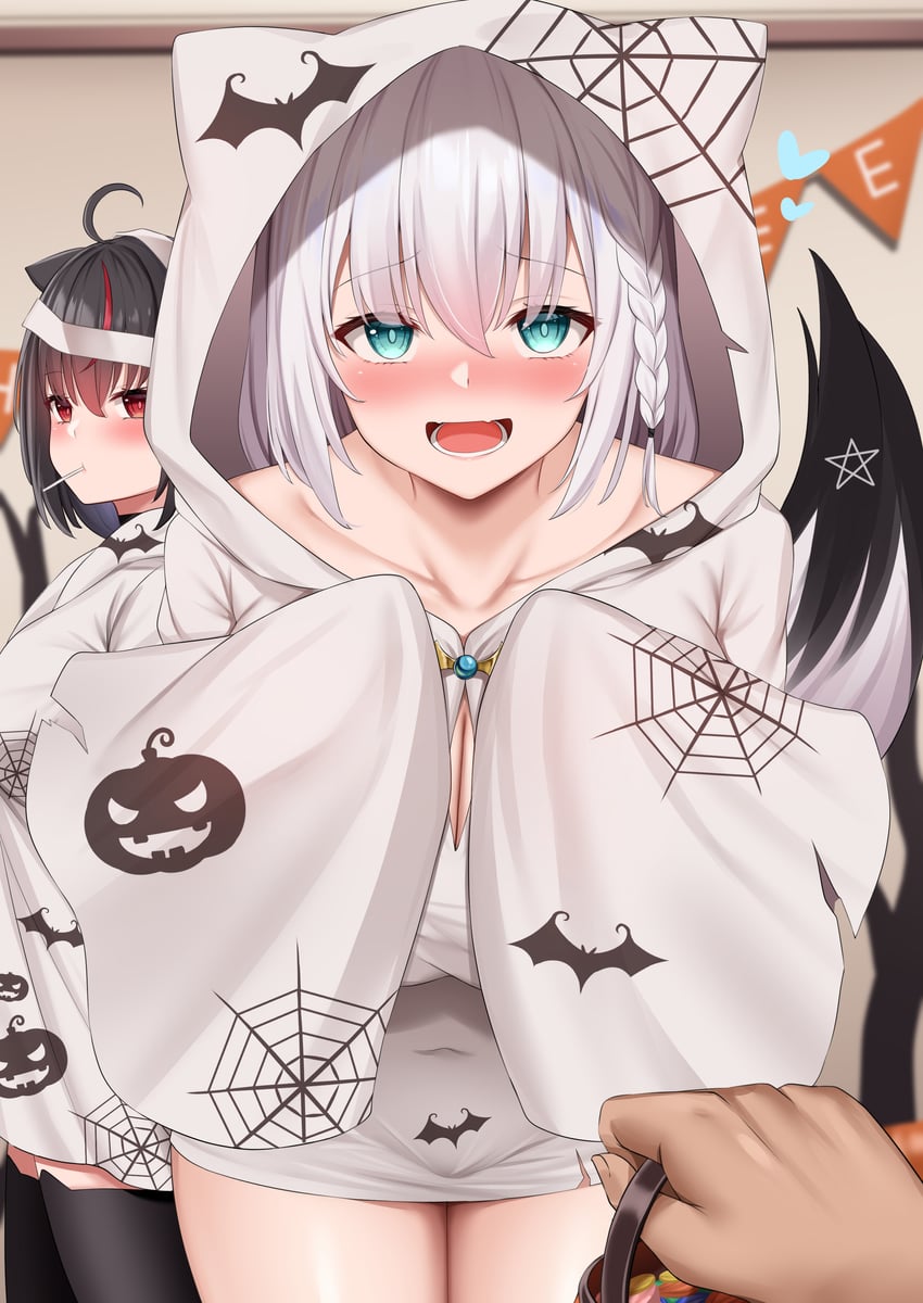 shirakami fubuki and kurokami fubuki (hololive) drawn by kusana_(dudqja602)