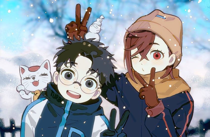 ayase momo, takakura ken, turbo granny, and ayase seiko (dandadan) drawn by rice_(somasuki_77)
