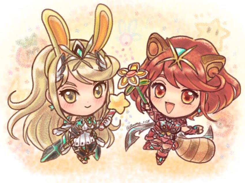 pyra and mythra (xenoblade chronicles and 2 more) drawn by suruga_kanade