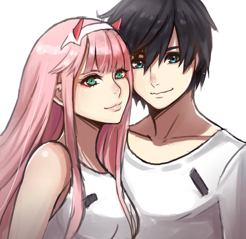 zero two and hiro (darling in the franxx) drawn by lukrevadraws