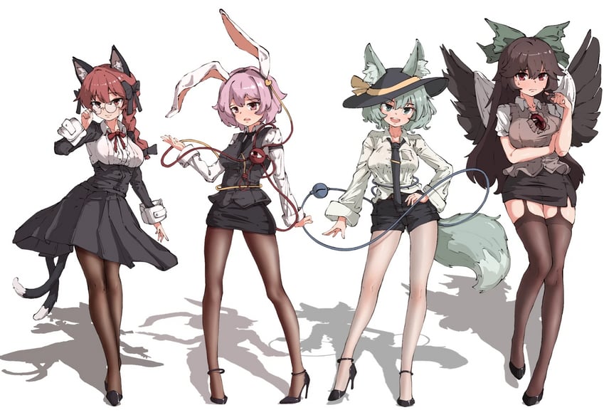 komeiji koishi, komeiji satori, kaenbyou rin, and reiuji utsuho (touhou) drawn by fengzhong_yuntuan