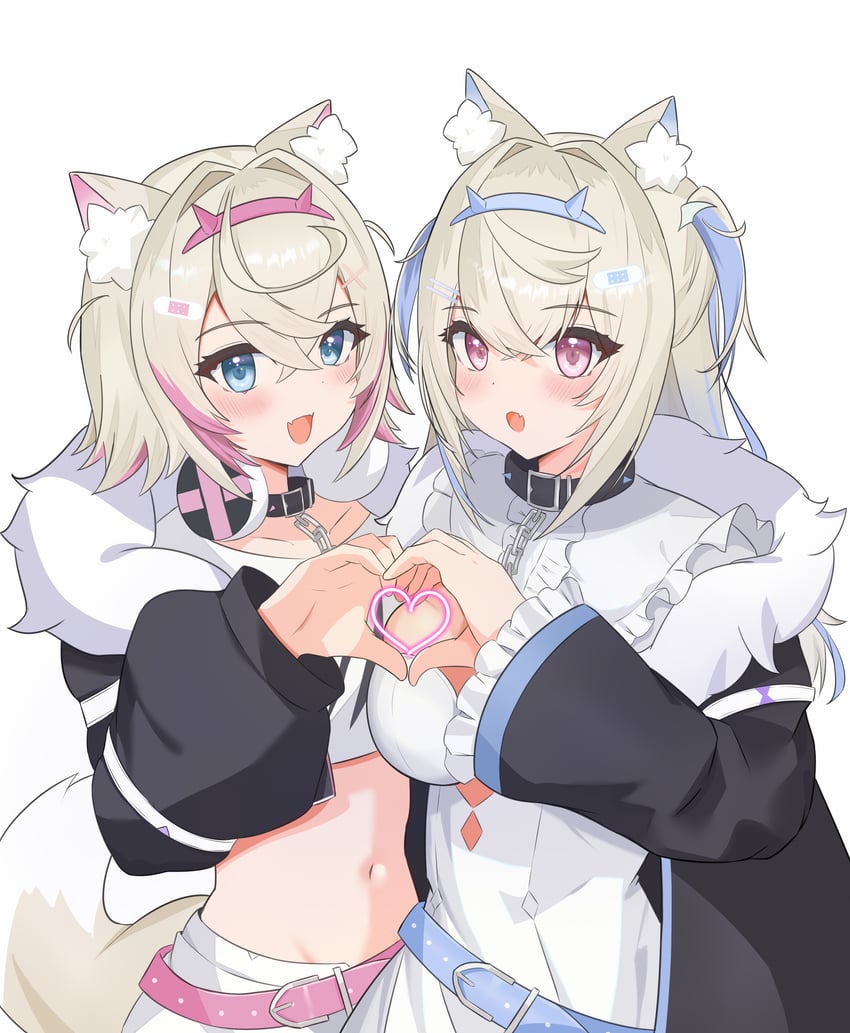 fuwawa abyssgard and mococo abyssgard (hololive and 1 more) drawn by sasaki_ikuya