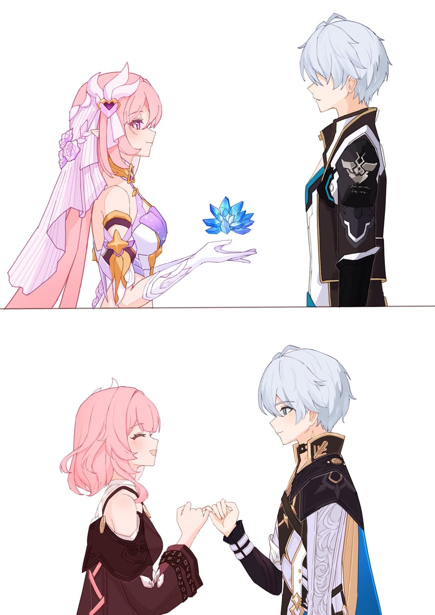 elysia, phainon, kevin kaslana, cyrene, inoue marina, and 2 more (honkai and 2 more) drawn by sazisazi50