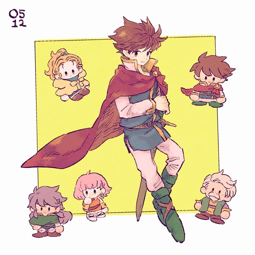 lenna charlotte tycoon, faris scherwiz, bartz klauser, krile mayer baldesion, and galuf halm baldesion (final fantasy and 1 more) drawn by nobu_(25mark)