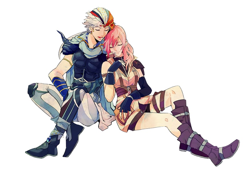 lightning farron and firion (final fantasy and 4 more) drawn by medu_(rubish)