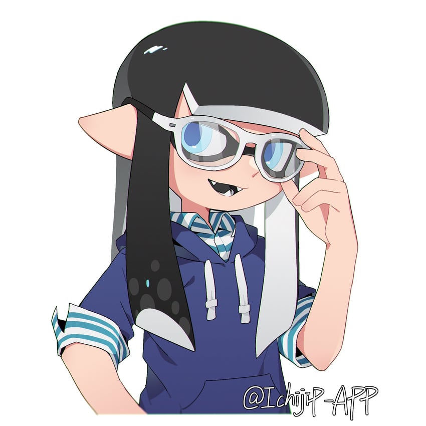 inkling player character and inkling girl (splatoon) drawn by ichijip_app