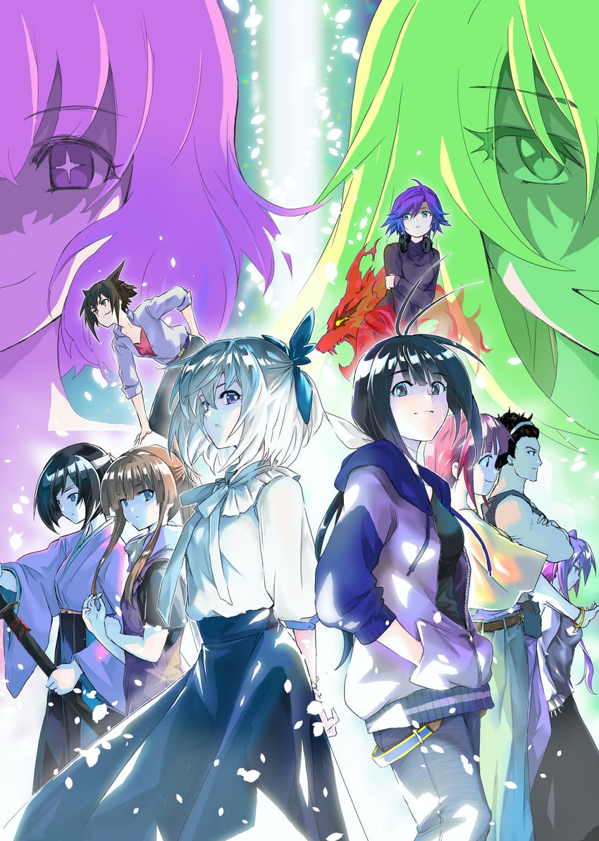 kaminashi nozomi, miyata sayaka, kawai hanabi, aoba kazane, toyoguchi non, and 6 more (original and 1 more) drawn by sorayomi_daichi
