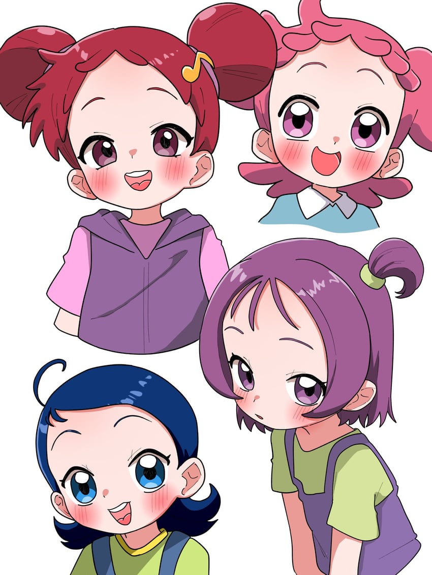 harukaze doremi, segawa onpu, senoo aiko, and harukaze poppu (ojamajo doremi) drawn by haru_maron
