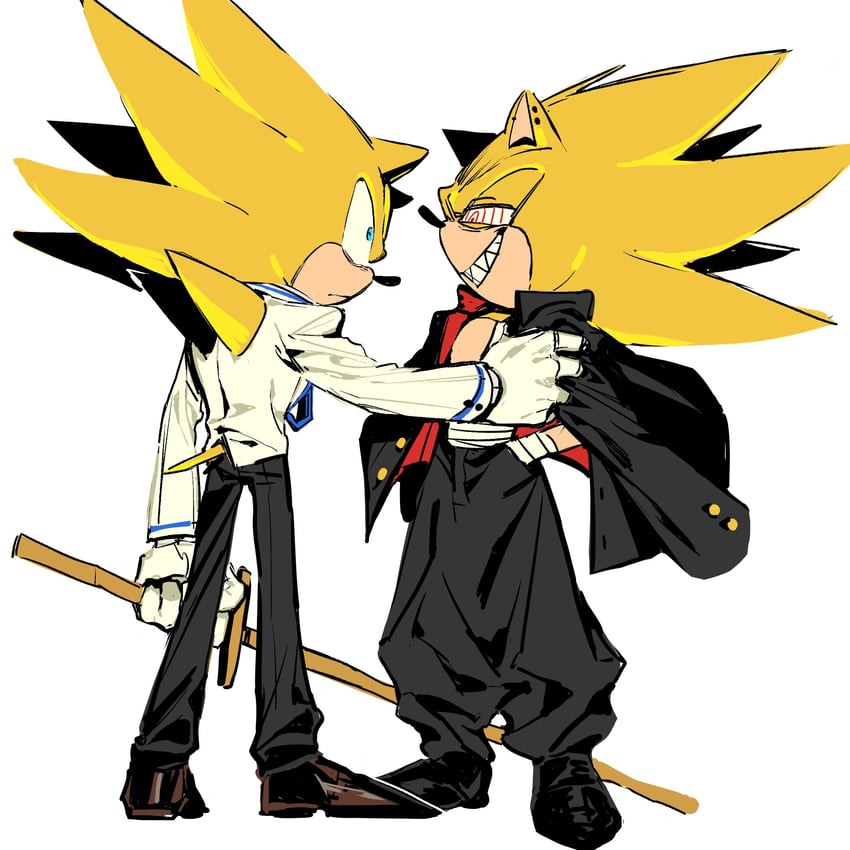 sonic the hedgehog, super sonic, super sonic 2, and fleetway super sonic (sonic and 2 more) drawn by diamondx1704