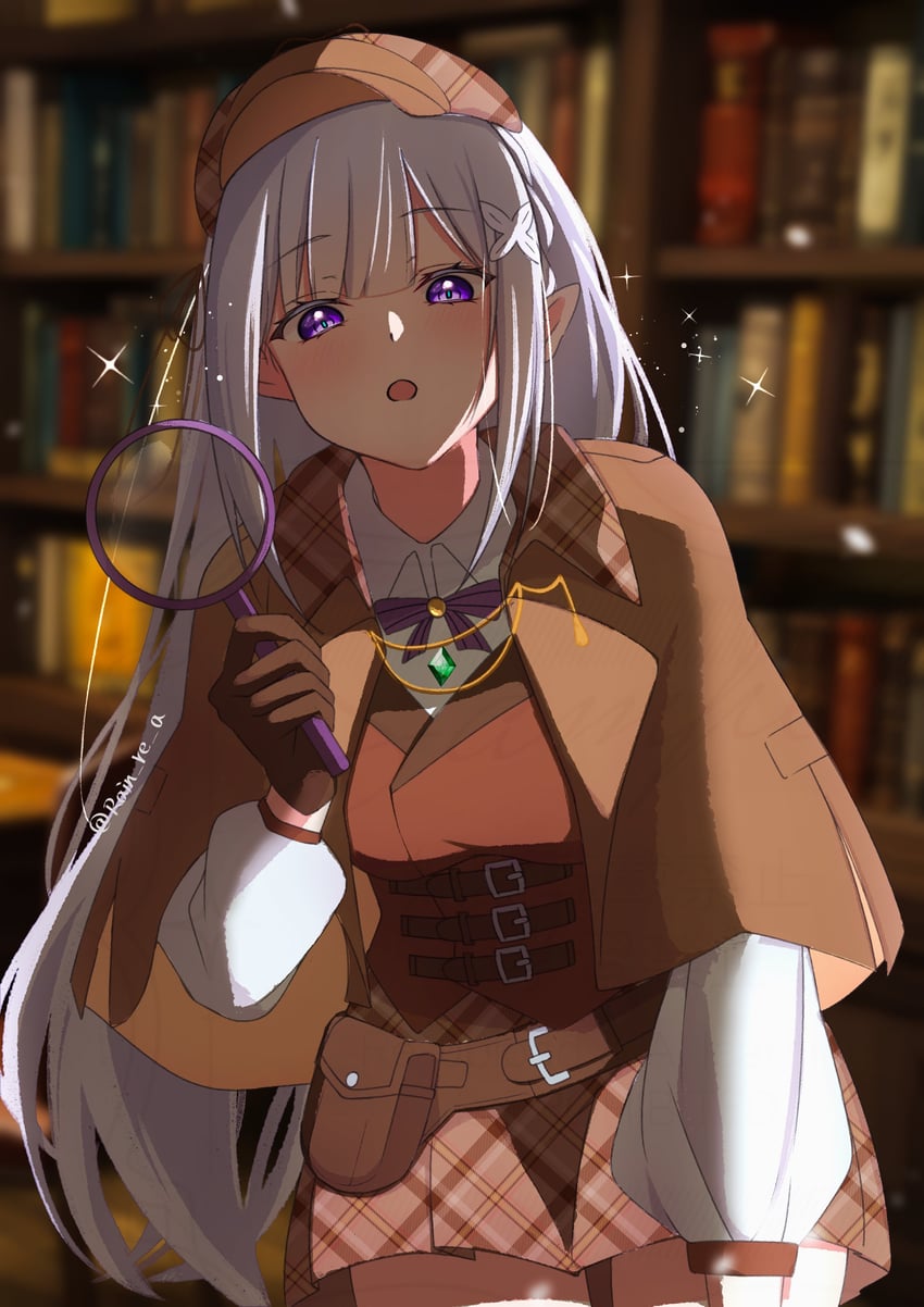 emilia (re:zero kara hajimeru isekai seikatsu) drawn by rain_re_a