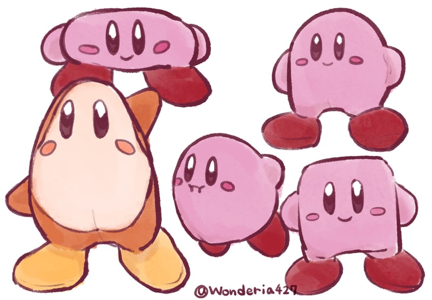 kirby and waddle dee (kirby and 1 more) drawn by mimiman_(wonderia427)