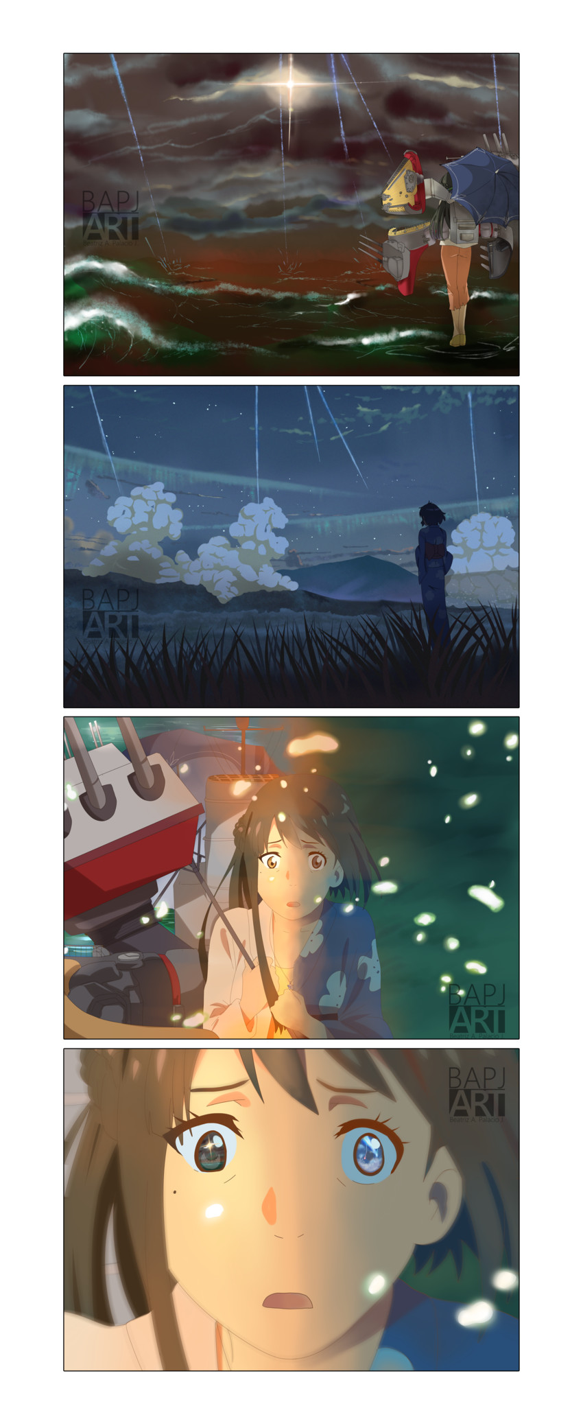 miyamizu mitsuha and iowa (kantai collection and 2 more) drawn by beta_(joutarou)