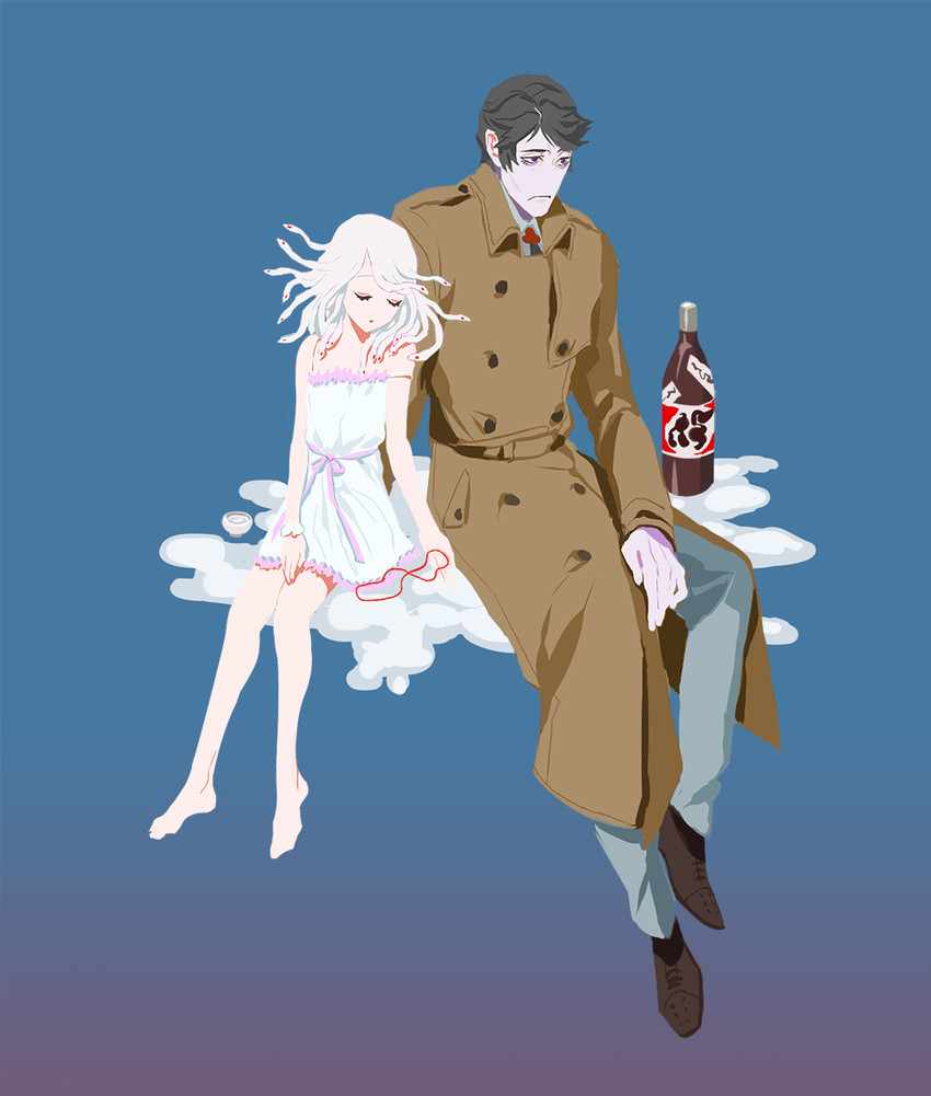 sengoku nadeko, god nadeko, and kaiki deishuu (monogatari) drawn by gge_(gebback_dark)