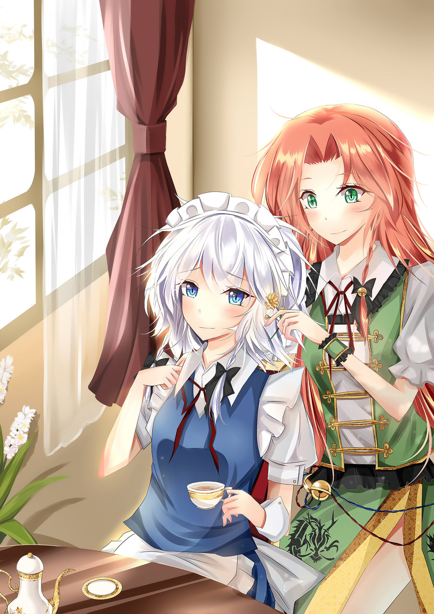 izayoi sakuya and hong meiling (touhou) drawn by shiyuu_eriisago
