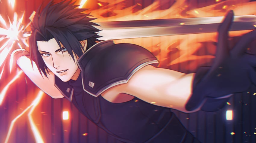 zack fair (final fantasy and 2 more) drawn by montaro