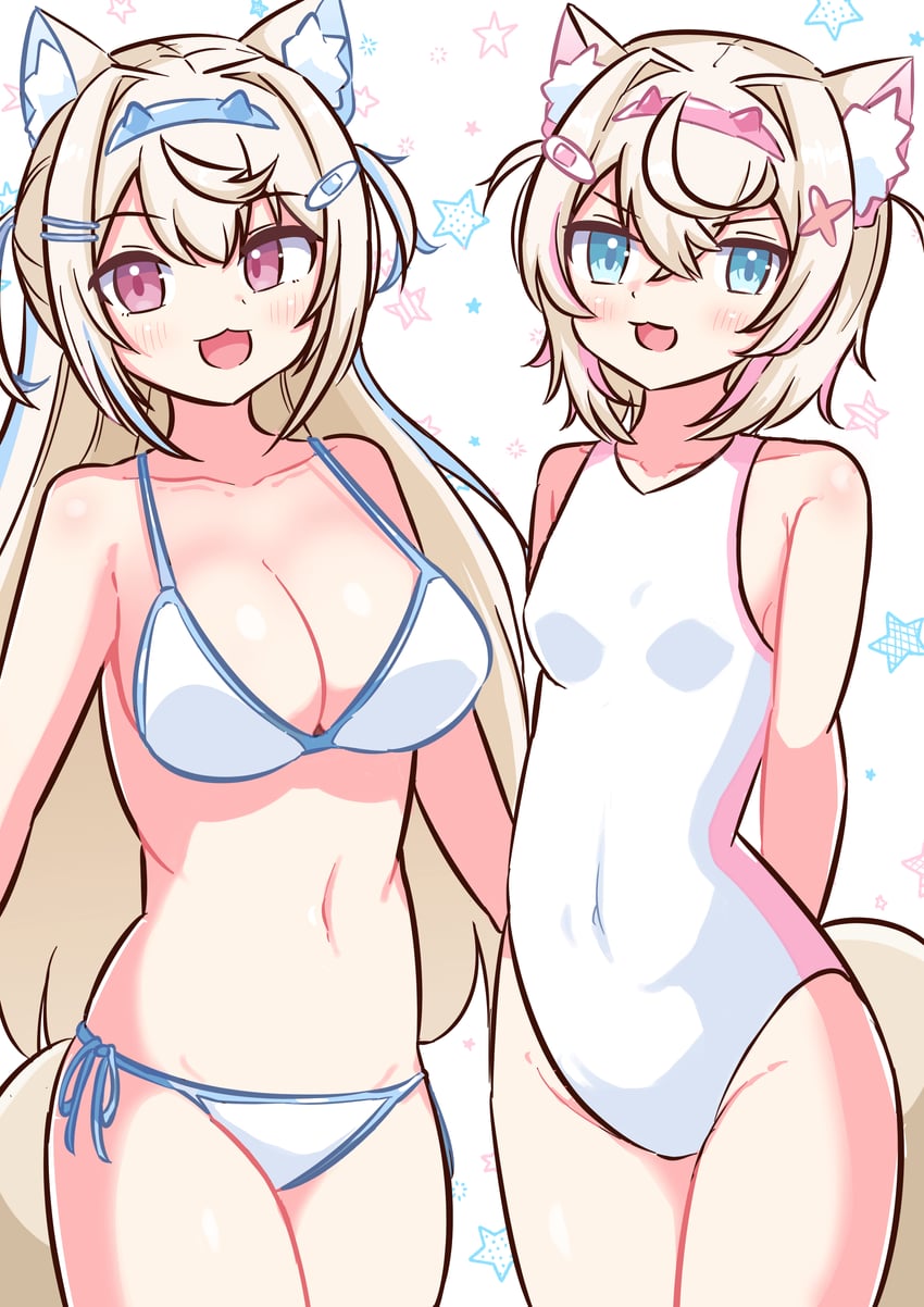 fuwawa abyssgard and mococo abyssgard (hololive and 1 more) drawn by narutake