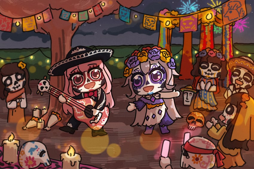 mori calliope, koseki bijou, and deadbeat (hololive and 1 more) drawn by bing_huyue