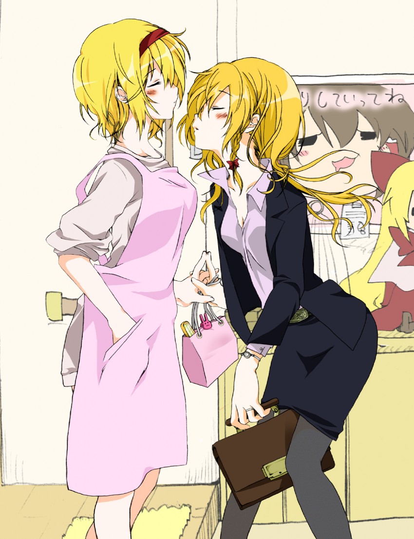 kirisame marisa, alice margatroid, and shanghai doll (touhou) drawn by riku_yama