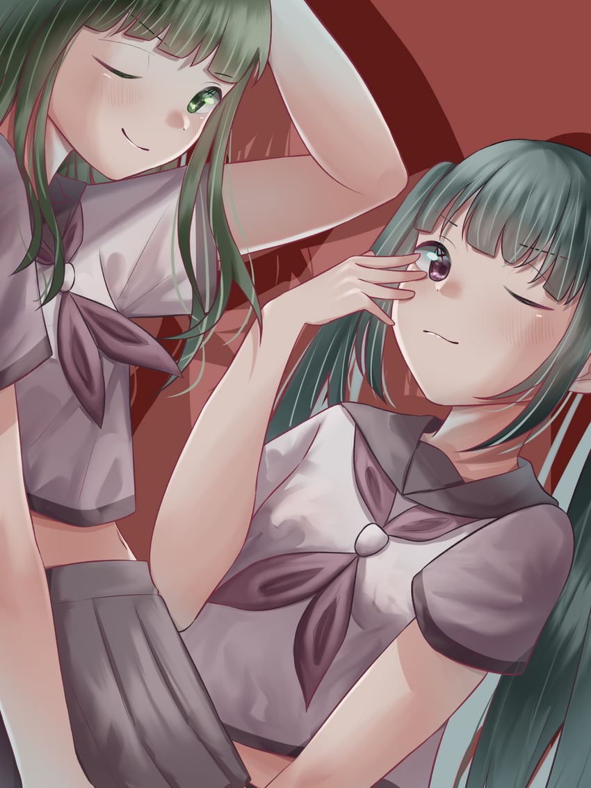 hatsune miku and gumi (vocaloid and 1 more) drawn by mushokutanosii