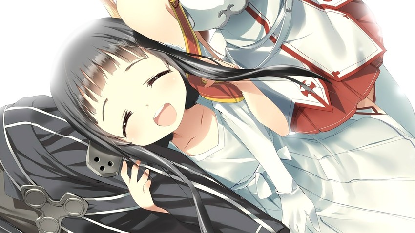 asuna, kirito, and yui (sword art online) drawn by hima