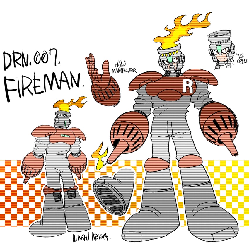 fire man (mega man and 2 more) drawn by ariga_hitoshi