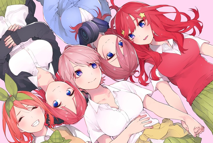 nakano nino, nakano miku, nakano yotsuba, nakano itsuki, and nakano ichika (go-toubun no hanayome) drawn by haruba_negi