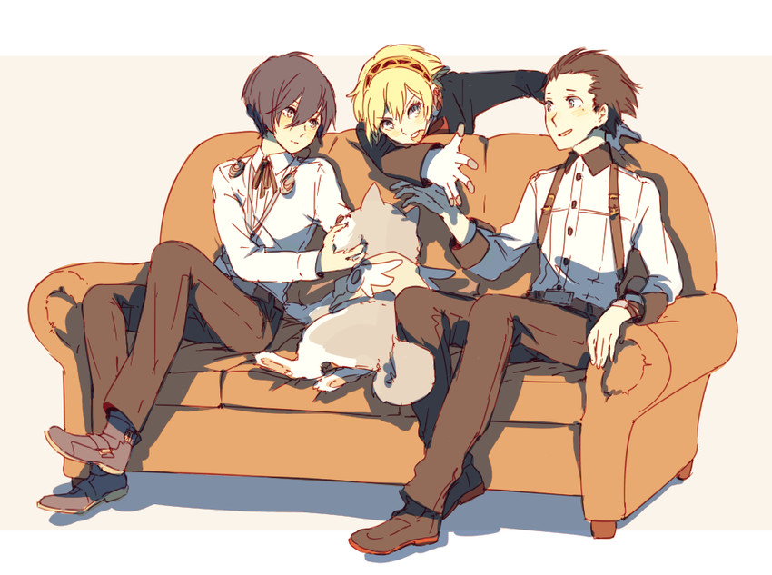 yuuki makoto, aigis, mochizuki ryouji, and koromaru (persona and 1 more) drawn by ai-wa