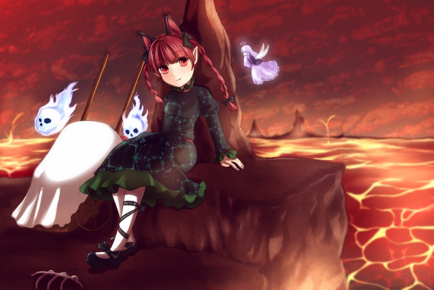 kaenbyou rin and zombie fairy (touhou) drawn by juuni_05