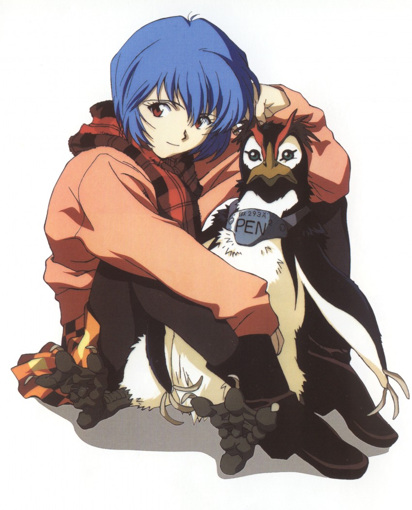 ayanami rei and penpen (neon genesis evangelion) drawn by honda_takeshi