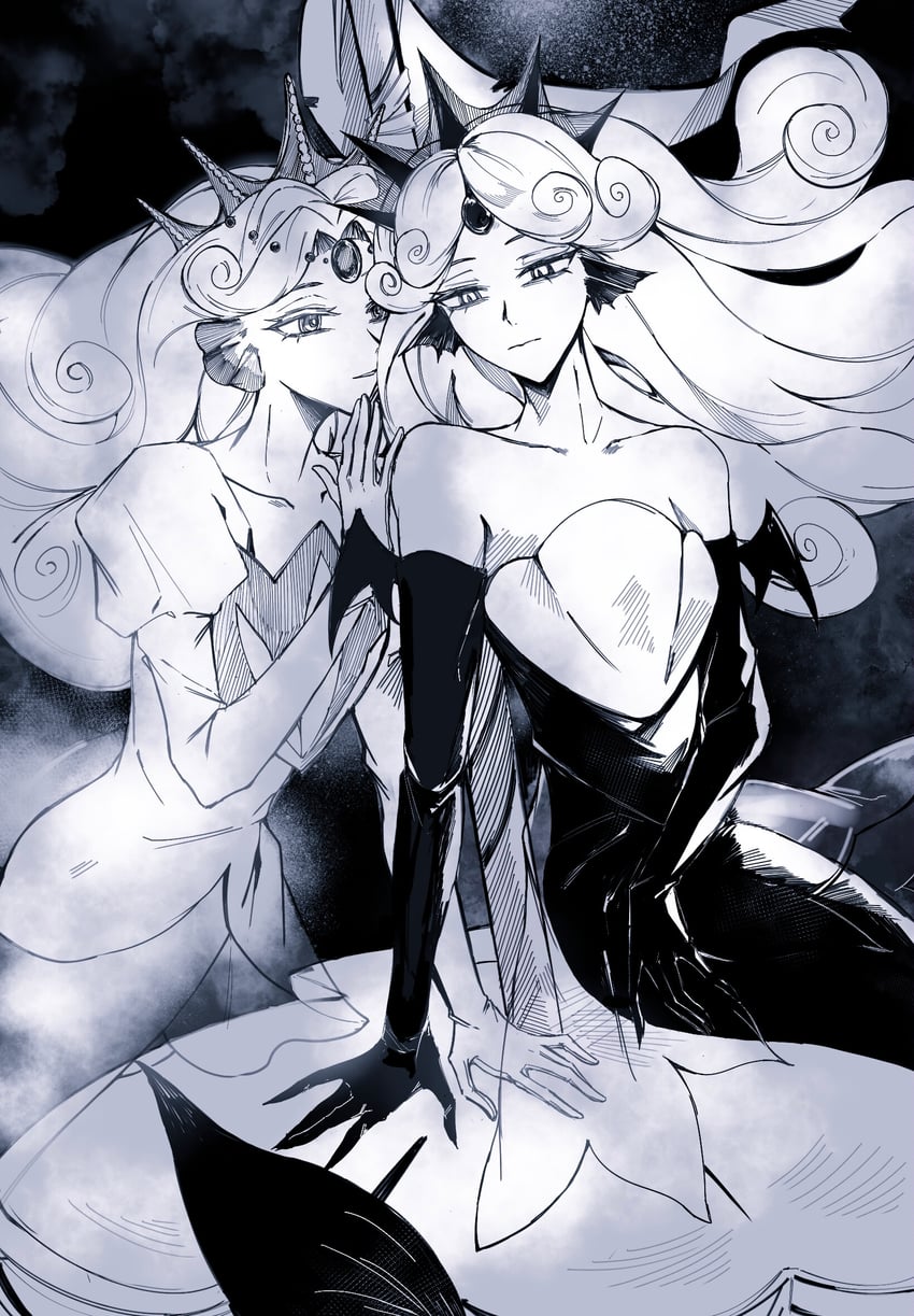 black pearl cookie and white pearl cookie (cookie run and 1 more) drawn by shanfengbot