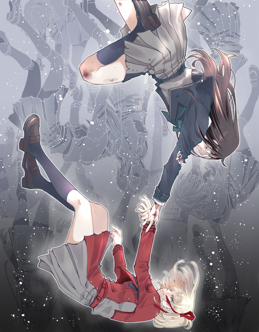 nishikigi chisato and inoue takina (lycoris recoil) drawn by yutakanohanasi