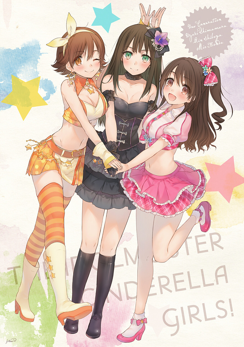 shibuya rin, shimamura uzuki, and honda mio (idolmaster and 1 more) drawn by kippu