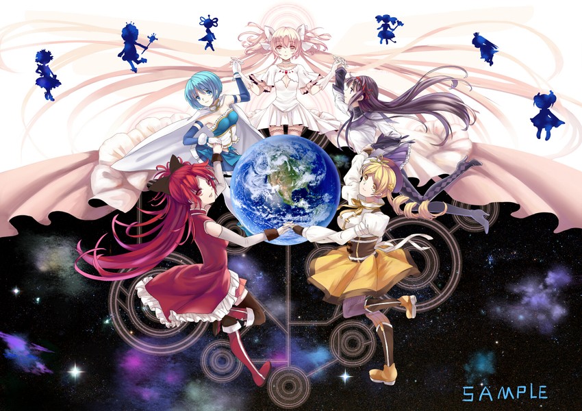 akemi homura, kaname madoka, miki sayaka, sakura kyoko, tomoe mami, and 2 more (mahou shoujo madoka magica) drawn by xingyueyaoshi