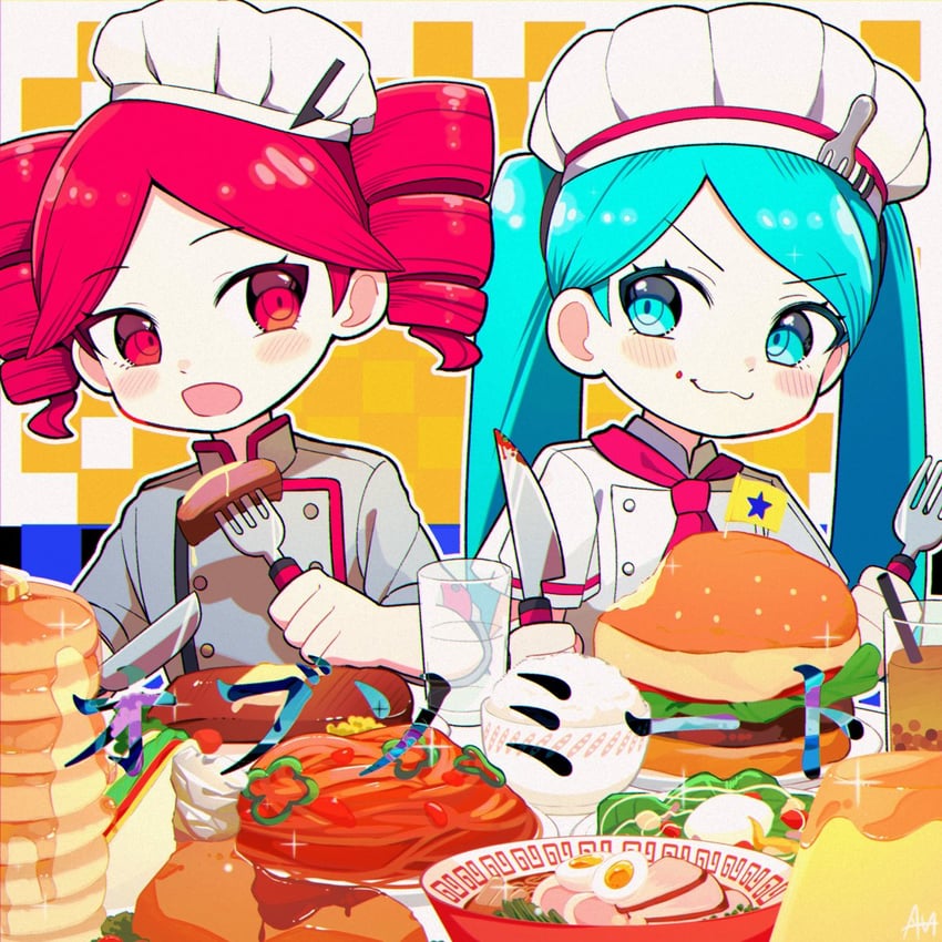hatsune miku and kasane teto (vocaloid and 3 more) drawn by sato_(r017xts117)