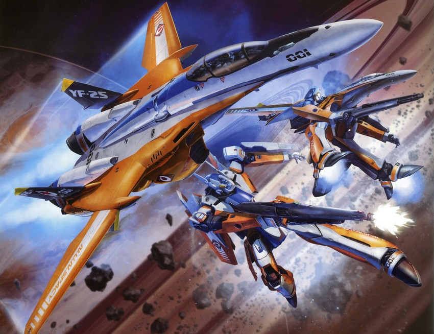 ex-gear and yf-25 (macross and 1 more) drawn by tenjin_hidetaka