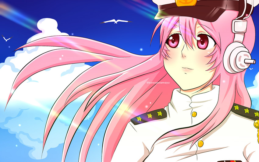 female admiral and super sonico (kantai collection and 1 more) drawn by mayumay96