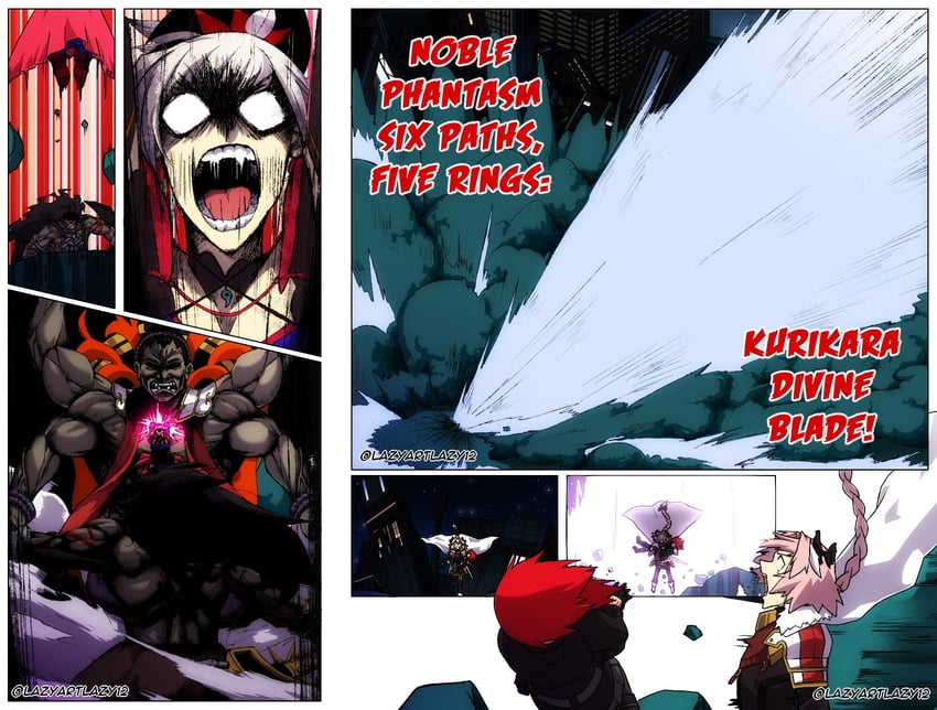 fujimaru ritsuka, astolfo, miyamoto musashi, and heracles (fate and 1 more) drawn by lazyartlazy12 and tyrnickleback