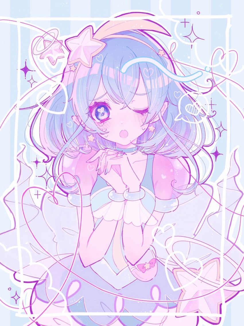 hagoromo lala and cure milky (precure and 1 more) drawn by warabi_(ame_rnrn)