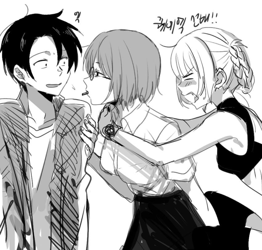 nanakusa nazuna, yamori kou, and uguisu anko (yofukashi no uta) drawn by erii_(user_ette8224)